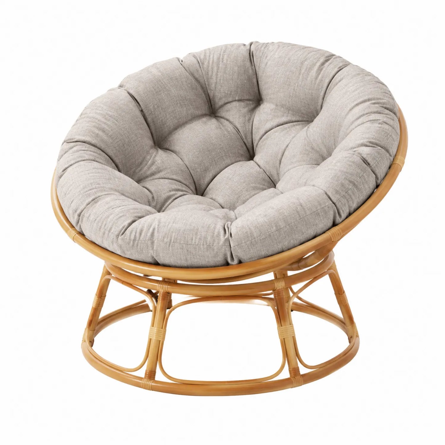 Sedia Papasan in Rattan e Lino Grigio
