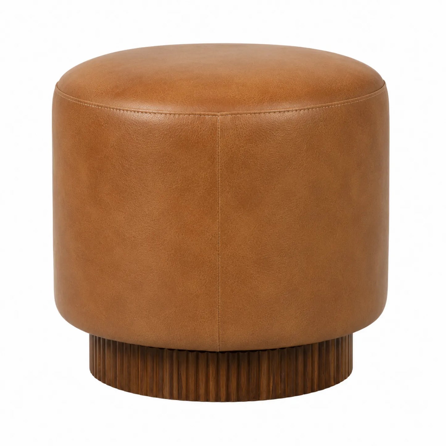 Poggiapiedi in similpelle marrone con base in legno