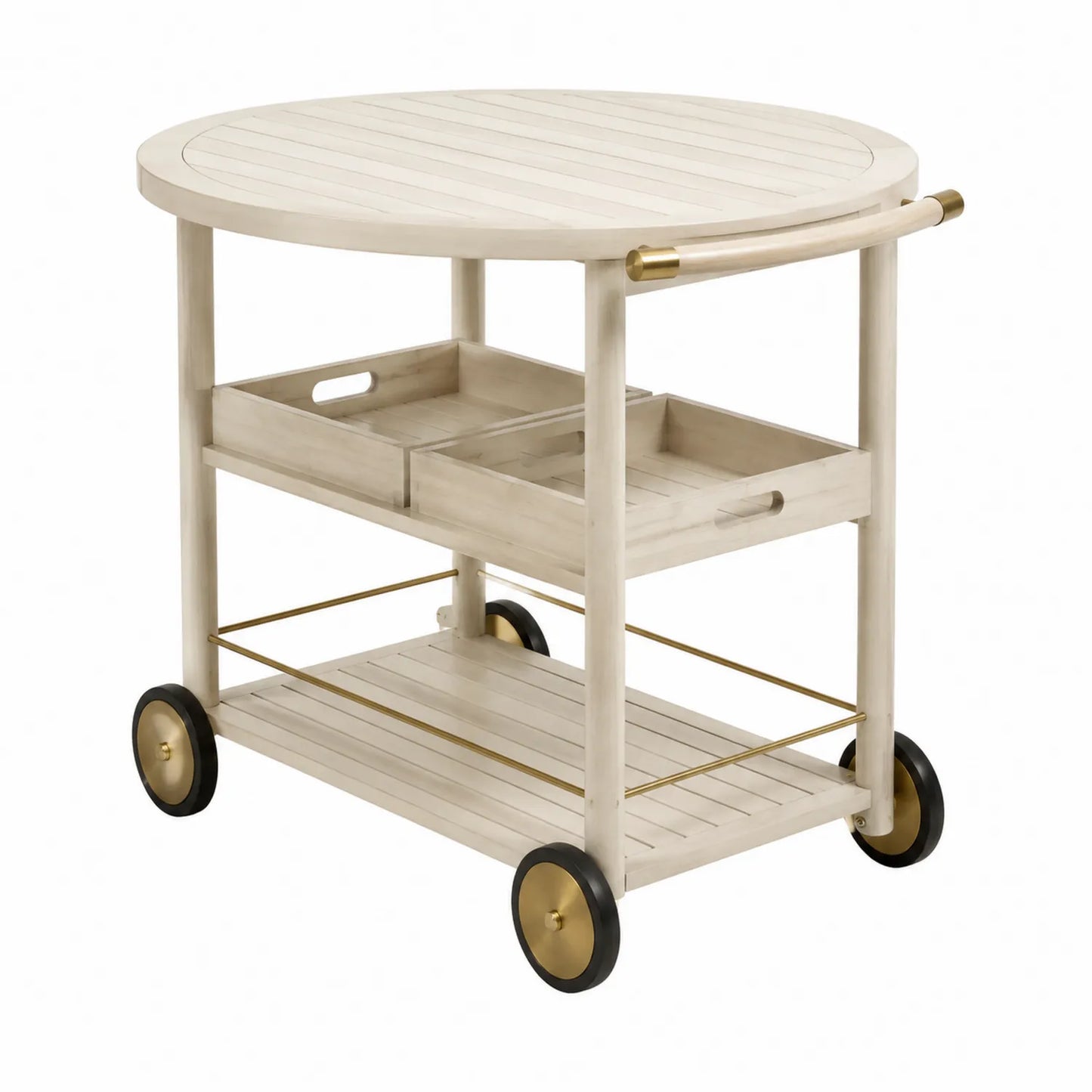 Carrello da bar in legno di acacia con ruote