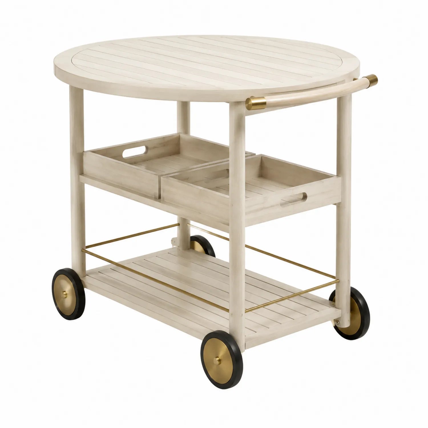 Carrello da bar in legno di acacia con ruote