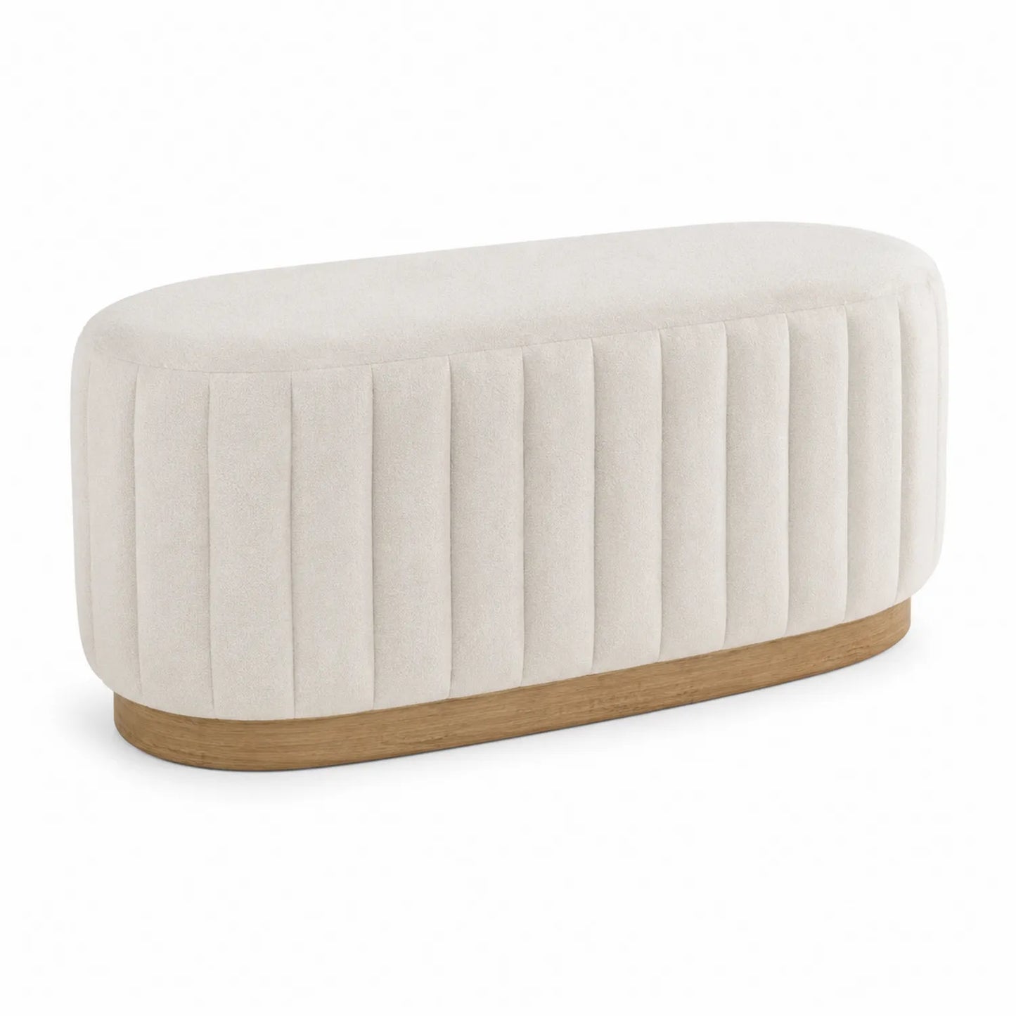 Poggiapiedi in Tessuto con Base in Quercia Beige 120x45x40 cm