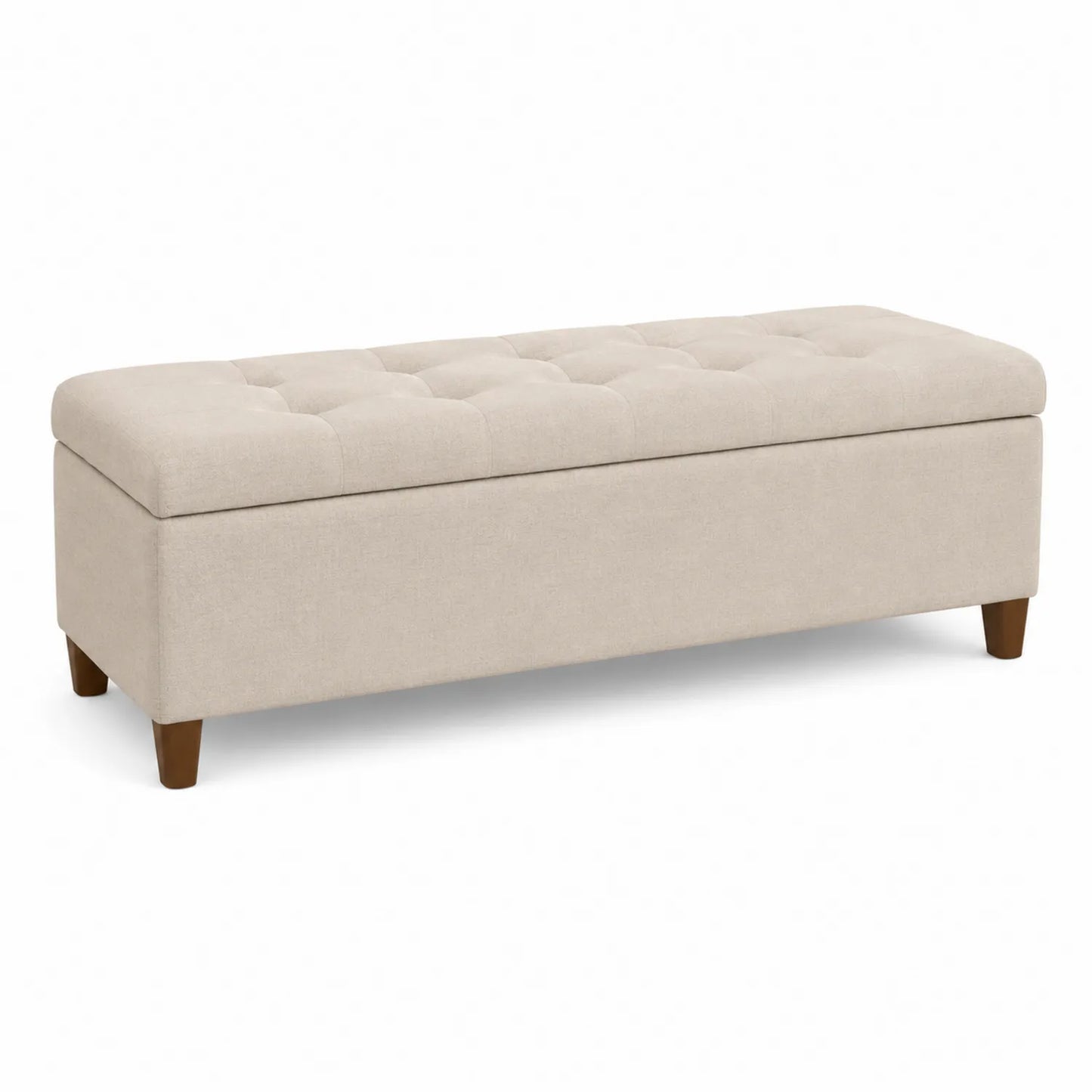 Poggiapiedi in tessuto con vano contenitore beige 120x40x45 cm